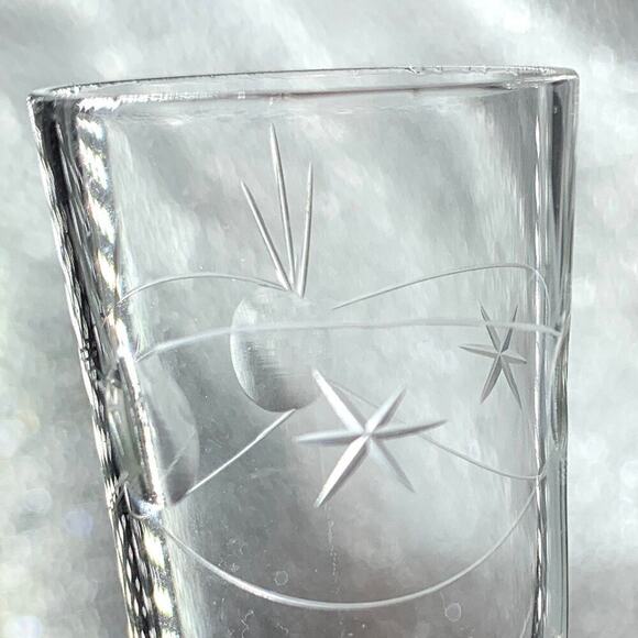 VTG MCM Set of 2 Apertif/Sherry/Port/Shot Glasses Starburst Etched Glass Retro - Picture 8 of 9